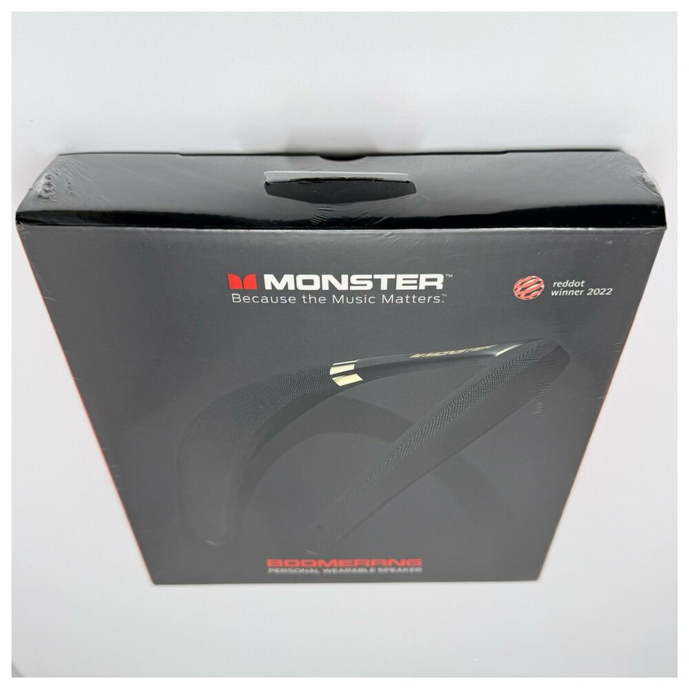 NWT Monster Boomerang Wearable Wireless Neckband Bluetooth Speaker IPX7 12H